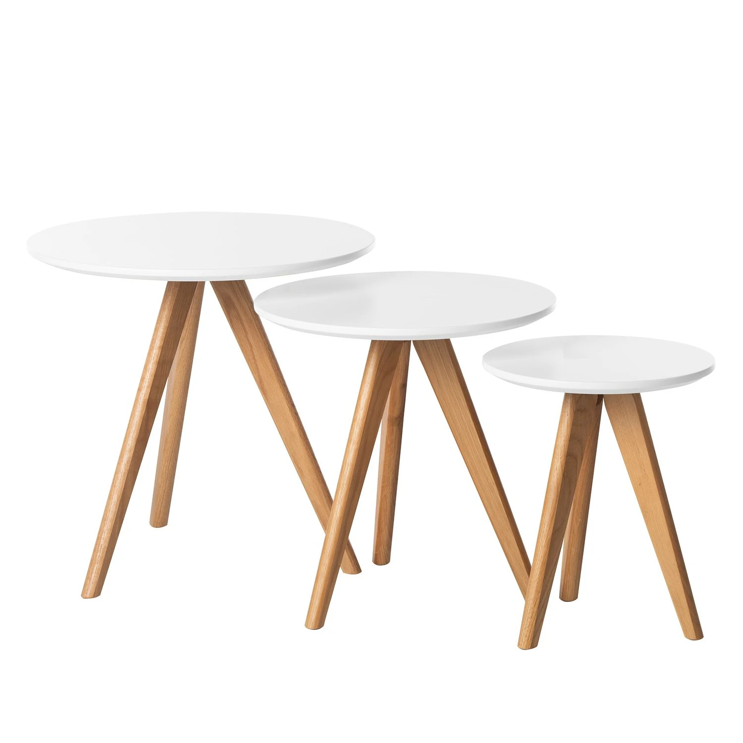 Mørteens Beistelltisch Past Past I (3-teilig) - Eiche teilmassiv - Weiß / Eiche 1 Mørteens Beistelltisch Past Past I (3-teilig) - Eiche teilmassiv - Weiß / Eiche