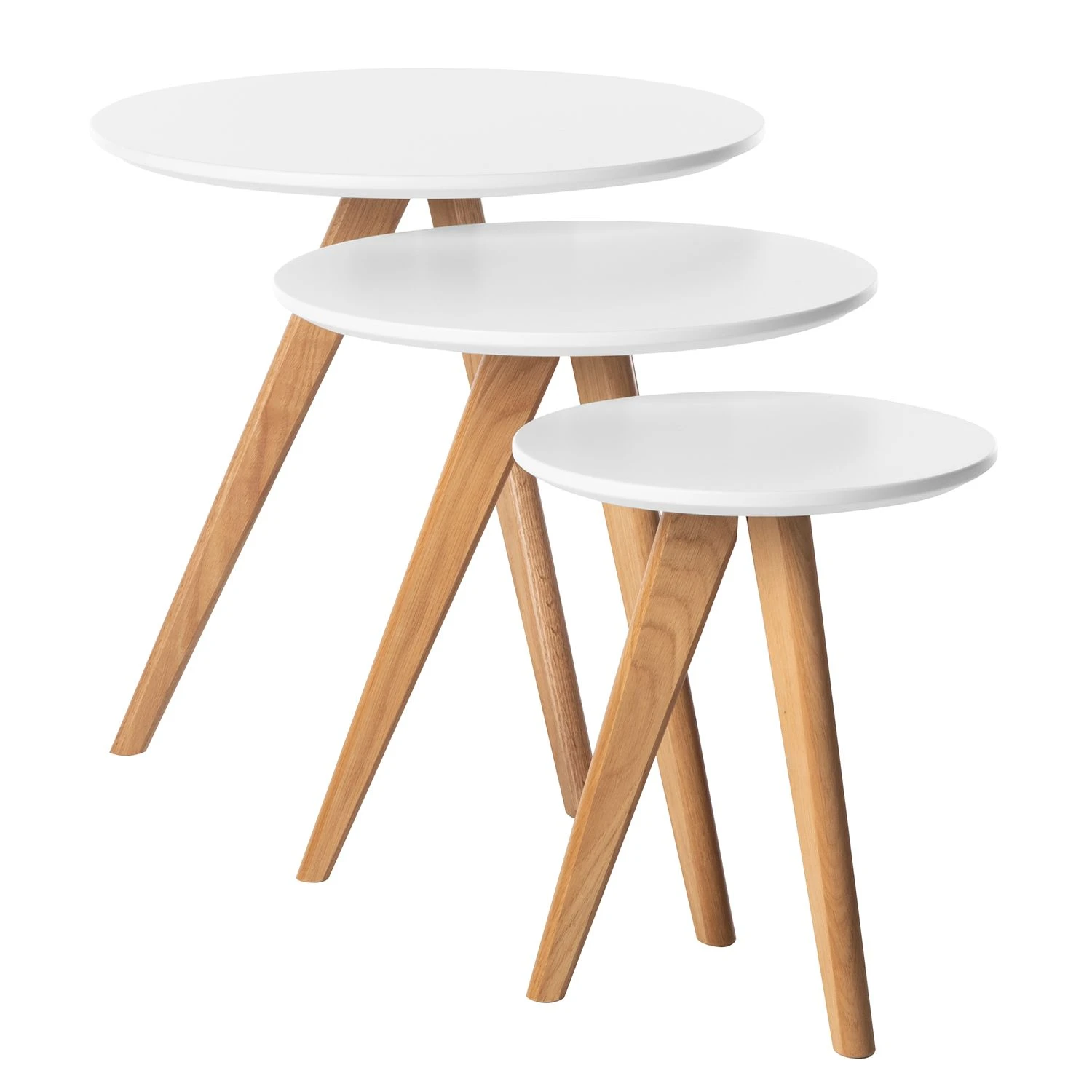 Mørteens Beistelltisch Past Past I (3-teilig) - Eiche teilmassiv - Weiß / Eiche 4 Mørteens Beistelltisch Past Past I (3-teilig) - Eiche teilmassiv - Weiß / Eiche – Bild 4