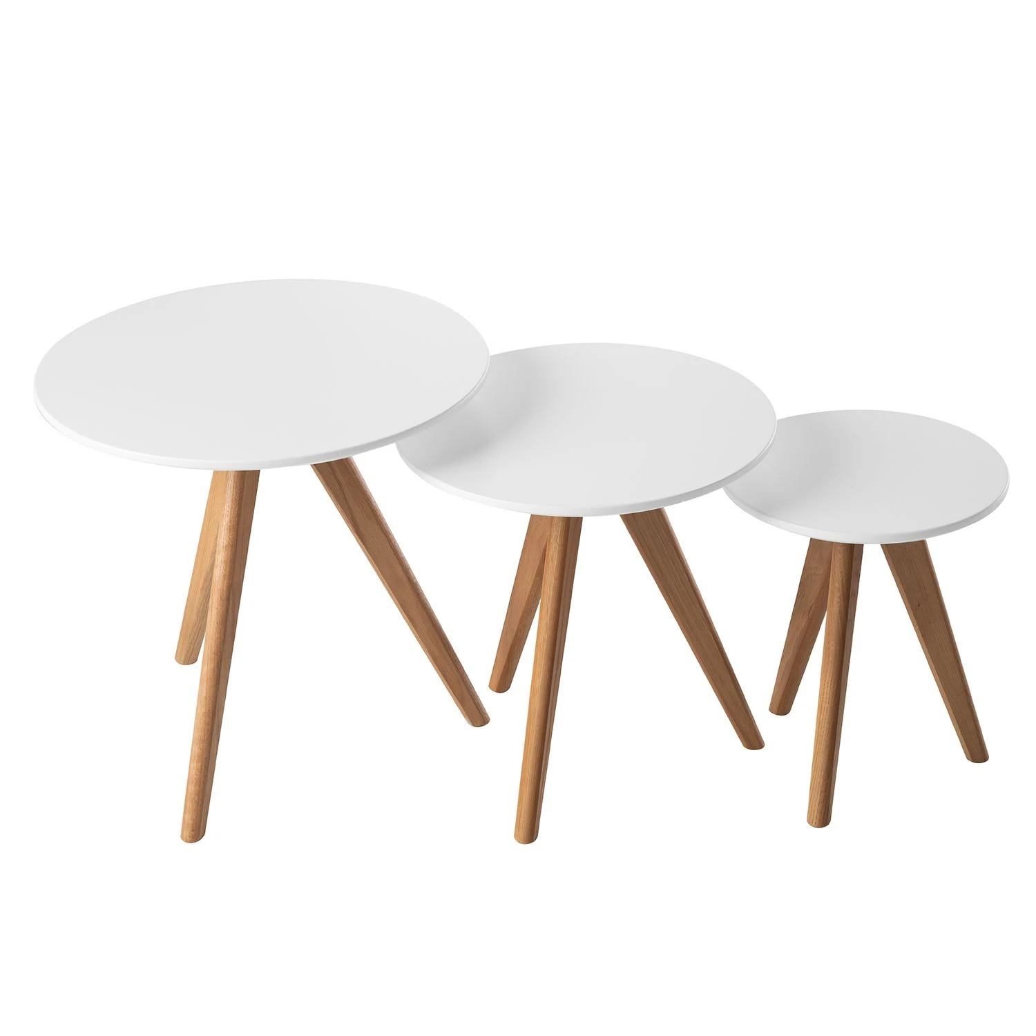 Mørteens Beistelltisch Past Past I (3-teilig) - Eiche teilmassiv - Weiß / Eiche 7 Mørteens Beistelltisch Past Past I (3-teilig) - Eiche teilmassiv - Weiß / Eiche – Bild 7