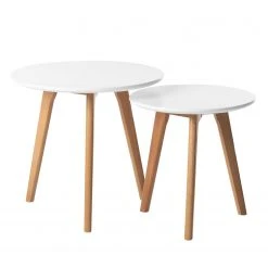 Mørteens Beistelltisch-Set Nilla I (2-teilig) - Eiche teilmassiv - Matt Weiß -Wohnzimmermöbel boutique en ligne 1000008531 180918 12451808 GALLERYIMAGES P000000001000008531