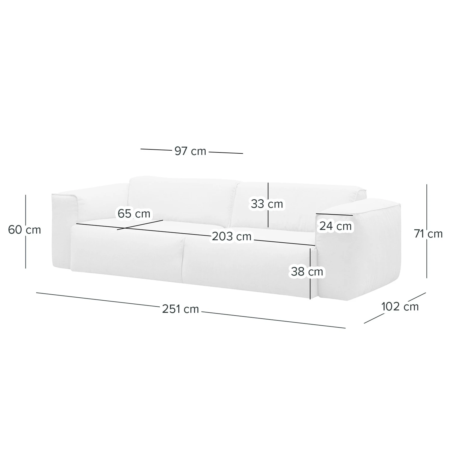 Studio Copenhagen 3-Sitzer Sofa HUDSON - Webstoff Saia: Beige 17 Studio Copenhagen 3-Sitzer Sofa HUDSON - Webstoff Saia: Beige – Bild 17