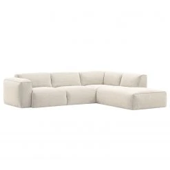 Studio Copenhagen Ecksofa HUDSON 3-Sitzer mit Recamiere - Webstoff Saia: Beige - Longchair davorstehend rechts