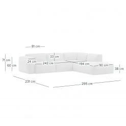Studio Copenhagen Ecksofa HUDSON 3-Sitzer mit Recamiere - Webstoff Saia: Beige - Longchair davorstehend rechts -Wohnzimmermöbel boutique en ligne 1000009867 220909 500 SKETCH DETAILS P000000001000009867 sketch 1
