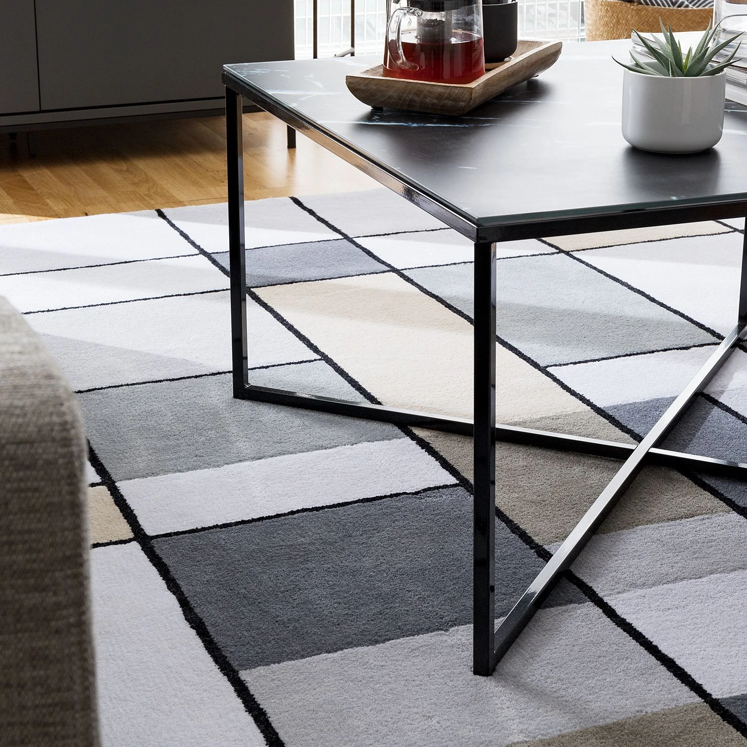 Fredriks Couchtisch Katori II - Glas / Metall - Marmor Schwarz Dekor / Schwarz 6 Fredriks Couchtisch Katori II - Glas / Metall - Marmor Schwarz Dekor / Schwarz – Bild 6