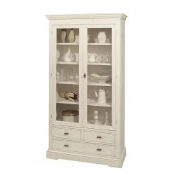 Montreux Vitrinenschrank Siena - Ayous teilmassiv - Antikweiß