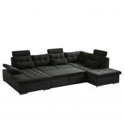 Fredriks Wohnlandschaft Puntiro I - Kunstleder Lilo / Strukturstoff Satur: Schwarz / Anthrazit - Longchair davorstehend links / Ottomane rechts -Wohnzimmermöbel boutique en ligne 1000021540 210614 18402100120 DETAILS P000000001000021540