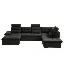 Fredriks Wohnlandschaft Puntiro I - Kunstleder Lilo / Strukturstoff Satur: Schwarz / Anthrazit - Longchair davorstehend links / Ottomane rechts -Wohnzimmermöbel boutique en ligne 1000021540 210614 18402100122 DETAILS P000000001000021540