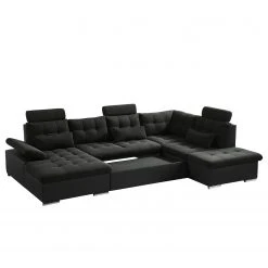 Fredriks Wohnlandschaft Puntiro I - Kunstleder Lilo / Strukturstoff Satur: Schwarz / Anthrazit - Longchair davorstehend links / Ottomane rechts -Wohnzimmermöbel boutique en ligne 1000021540 210614 18402100125 DETAILS P000000001000021540