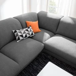 Loftscape Ecksofa Radway Flachgewebe - Dunkelgrau - Ottomane davorstehend rechts -Wohnzimmermöbel boutique en ligne 1000030795 180628 15041191 GALLERYIMAGES P000000001000030795