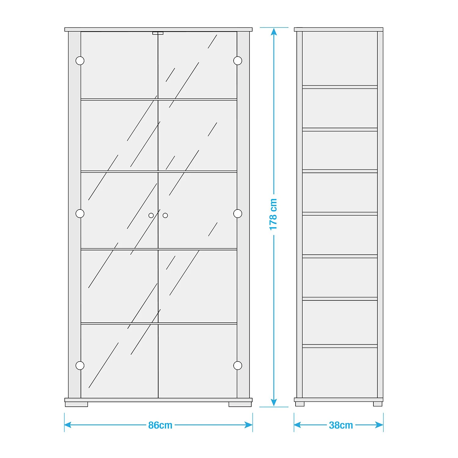 Fredriks Vitrine Nysa - Inkl. Beleuchtung - Hochglanz Schwarz 5 Fredriks Vitrine Nysa - Inkl. Beleuchtung - Hochglanz Schwarz – Bild 5