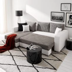 Fredriks Ecksofa Dublin II - (mit Schlaffunktion / beidseitig montierbar) - Kunstleder/Strukturstoff - Weiß / Grau -Wohnzimmermöbel boutique en ligne 1000073164 210614 18404100581 MOOD DETAILS P000000001000073164 mood