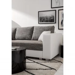Fredriks Ecksofa Dublin II - (mit Schlaffunktion / beidseitig montierbar) - Kunstleder/Strukturstoff - Weiß / Grau -Wohnzimmermöbel boutique en ligne 1000073164 210614 18404200592 DETAILS P000000001000073164