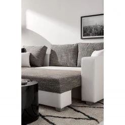 Fredriks Ecksofa Dublin II - (mit Schlaffunktion / beidseitig montierbar) - Kunstleder/Strukturstoff - Weiß / Grau -Wohnzimmermöbel boutique en ligne 1000073164 210614 18404200593 DETAILS P000000001000073164