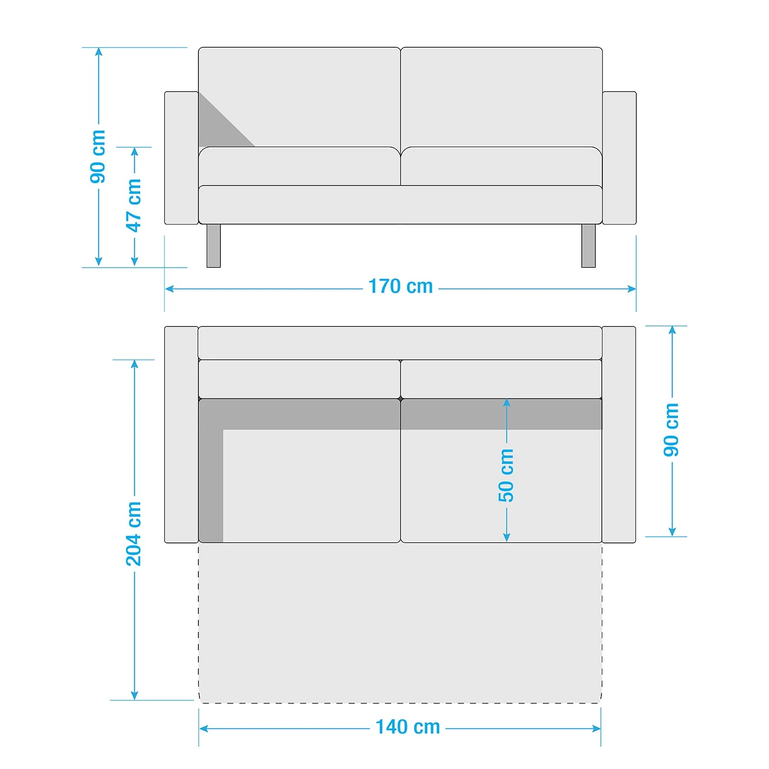 Mooved Schlafsofa Latina - Stoff Doran: Grau - Breite: 170 cm 16 Mooved Schlafsofa Latina - Stoff Doran: Grau - Breite: 170 cm – Bild 16