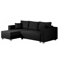 Fredriks Ecksofa Dublin II - (mit Schlaffunktion / beidseitig montierbar) - Kunstleder/Strukturstoff - Schwarz