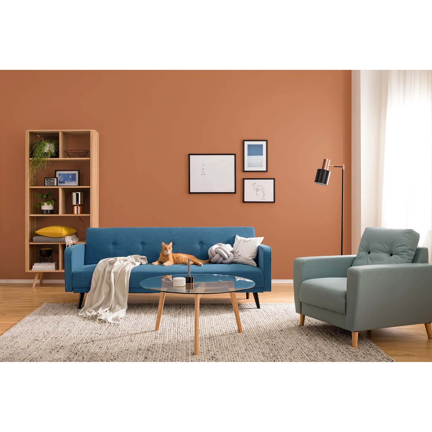 Mørteens Schlafsofa Daru II Strukturstoff - Meerblau 2 Mørteens Schlafsofa Daru II Strukturstoff - Meerblau – Bild 2