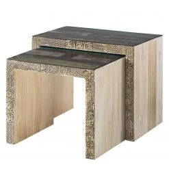 Wolf-Möbel Beistelltisch Goa III (2er-Set) - Mango teilmassiv