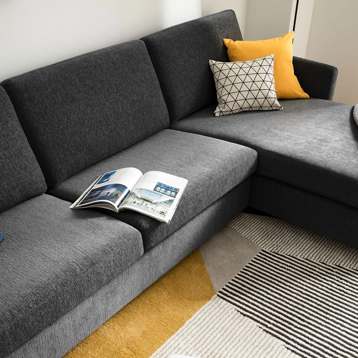 Fredriks Ecksofa Cipo I - Schwarz meliert - Longchair davorstehend rechts 8 Fredriks Ecksofa Cipo I - Schwarz meliert - Longchair davorstehend rechts – Bild 8