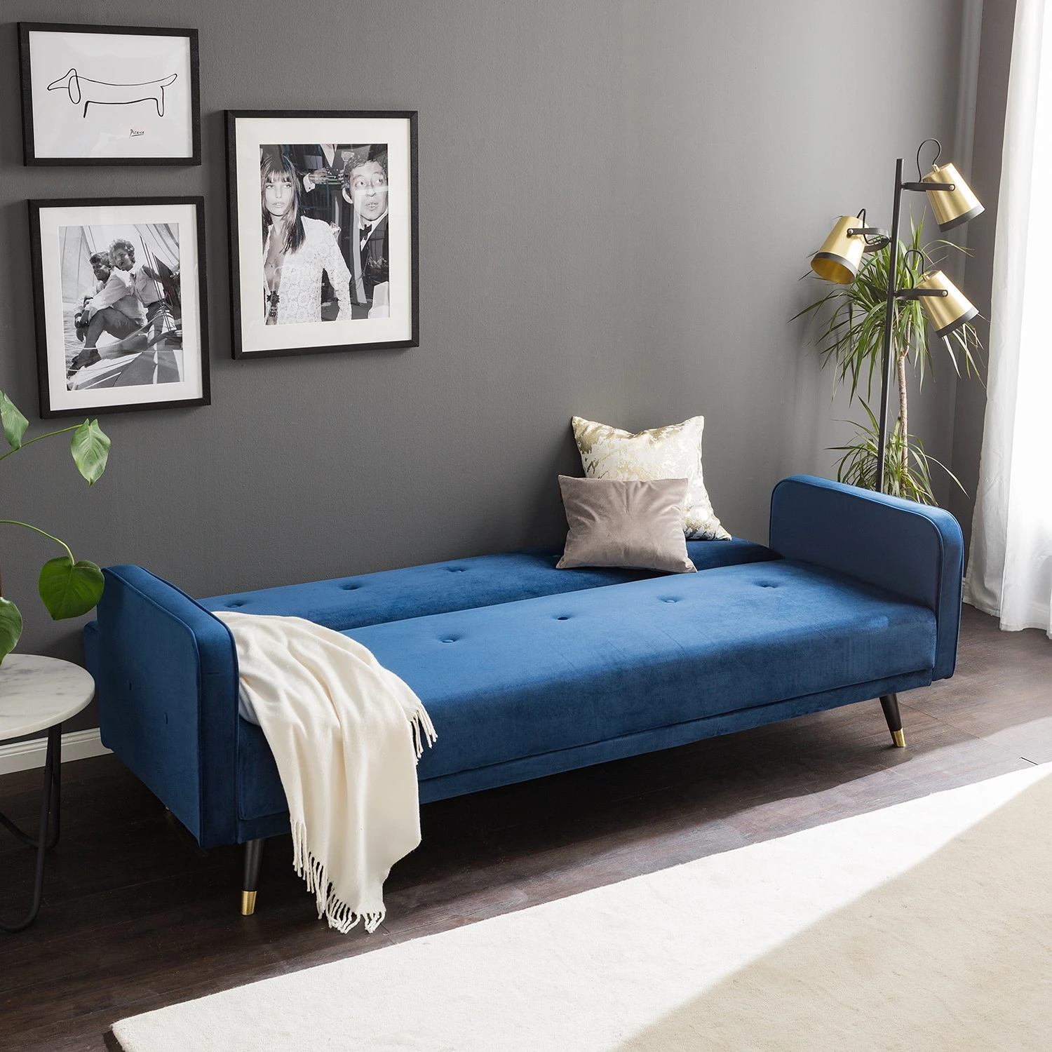 Jack & Alice Schlafsofa Daru I - Samt - Dunkelblau 12 Jack & Alice Schlafsofa Daru I - Samt - Dunkelblau – Bild 12