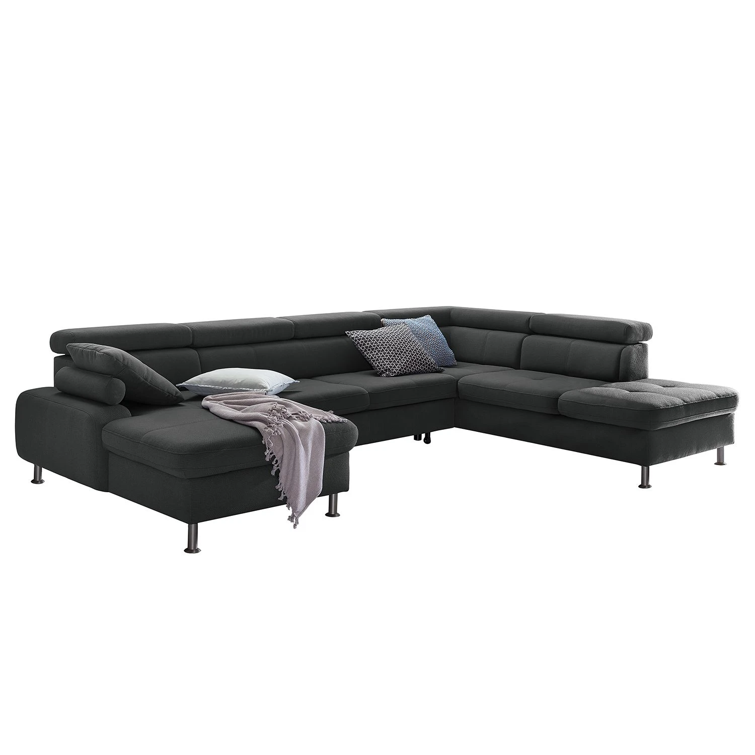 Loftscape Wohnlandschaft Rivas - Dunkelgrau - Longchair davorstehend links / Ottomane rechts - Mit Schlaffunktion 1 Loftscape Wohnlandschaft Rivas - Dunkelgrau - Longchair davorstehend links / Ottomane rechts - Mit Schlaffunktion