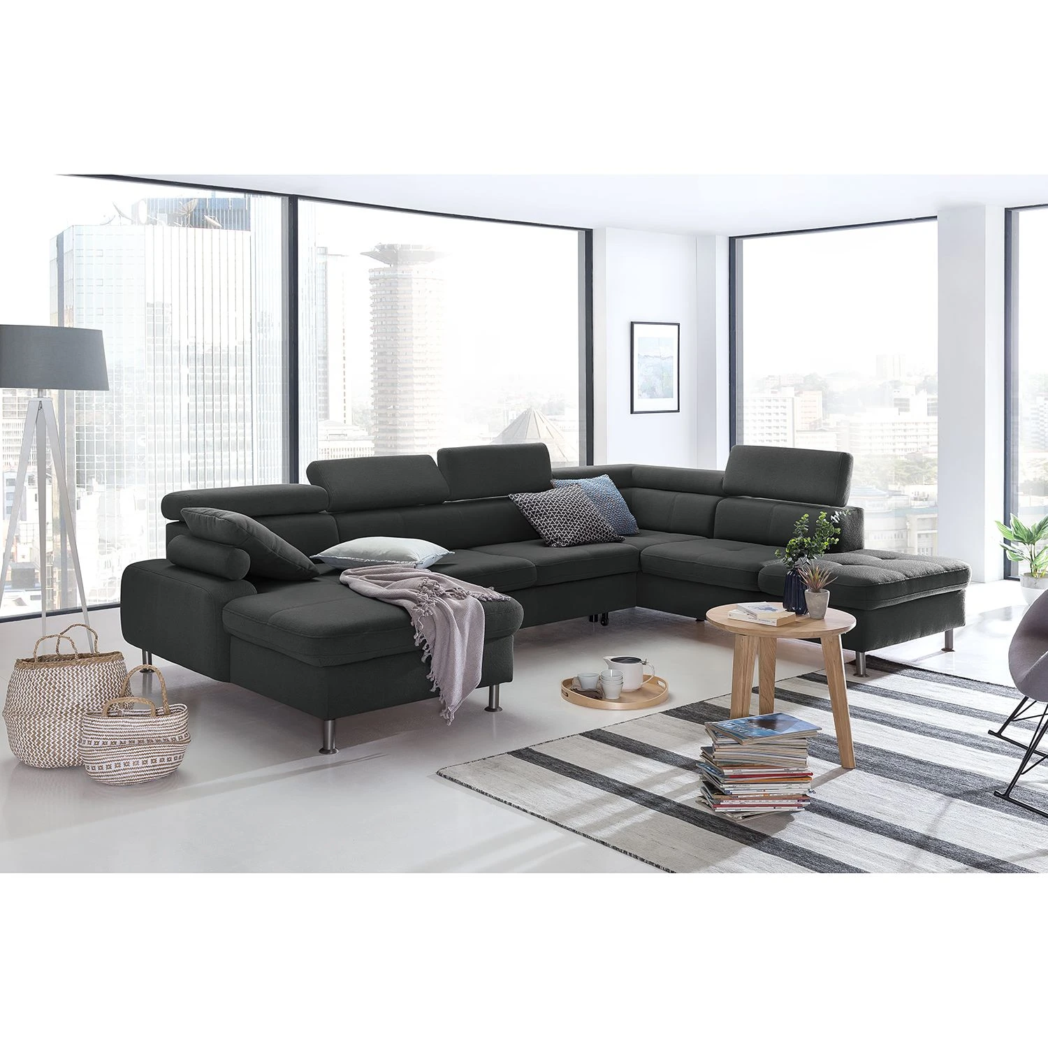 Loftscape Wohnlandschaft Rivas - Dunkelgrau - Longchair davorstehend links / Ottomane rechts - Mit Schlaffunktion 3 Loftscape Wohnlandschaft Rivas - Dunkelgrau - Longchair davorstehend links / Ottomane rechts - Mit Schlaffunktion – Bild 3