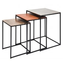 Kare Design Beistelltisch Loft Square (3er-Set) - Aluminium / Stahl - Schwarz