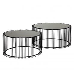 Kare Design Couchtisch Wire (2er-Set) - Glas / Stahl - Schwarz