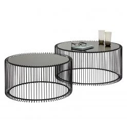 Kare Design Couchtisch Wire (2er-Set) - Glas / Stahl - Schwarz -Wohnzimmermöbel boutique en ligne 1000132043 190305 14281000025 GALLERYIMAGES P000000001000132043