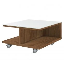 Now! by hülsta Couchtisch hülsta now III - Glas - Weiß / Kernnussbaum