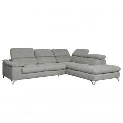 Loftscape Ecksofa Astoria - Webstoff - Grau - Ottomane davorstehend rechts