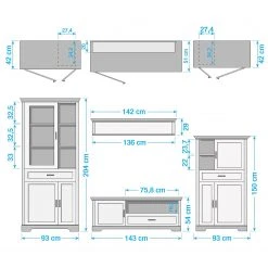 Ridgevalley Wohnwand Jasmund III (4-teilig) - Pinie Weiß Dekor -Wohnzimmermöbel boutique en ligne 1000136053 190405 14520500022 GALLERYIMAGES P000000001000136053
