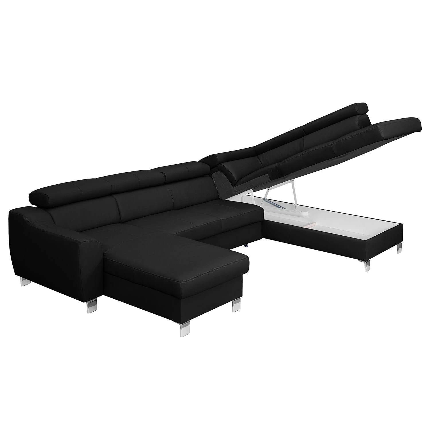 Loftscape Wohnlandschaft Burnside I - Echtleder / Kunstleder - Schwarz - Longchair davorstehend links / Ottomane rechts - Mit Schlaffunktion 8 Loftscape Wohnlandschaft Burnside I - Echtleder / Kunstleder - Schwarz - Longchair davorstehend links / Ottomane rechts - Mit Schlaffunktion – Bild 8