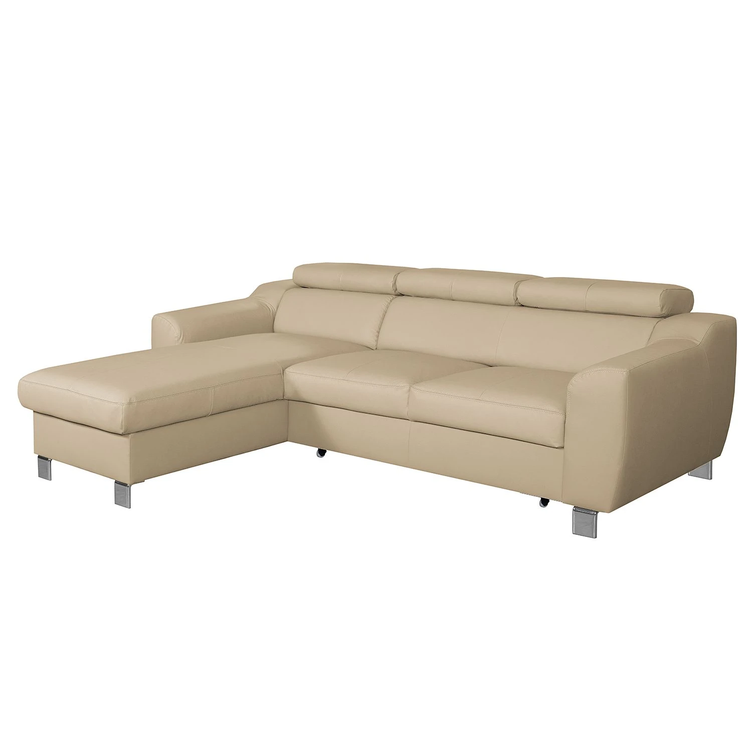 Loftscape Ecksofa Burnside I - Echtleder / Kunstleder - Warmes Beige - Longchair davorstehend links - Mit Schlaffunktion 1 Loftscape Ecksofa Burnside I - Echtleder / Kunstleder - Warmes Beige - Longchair davorstehend links - Mit Schlaffunktion