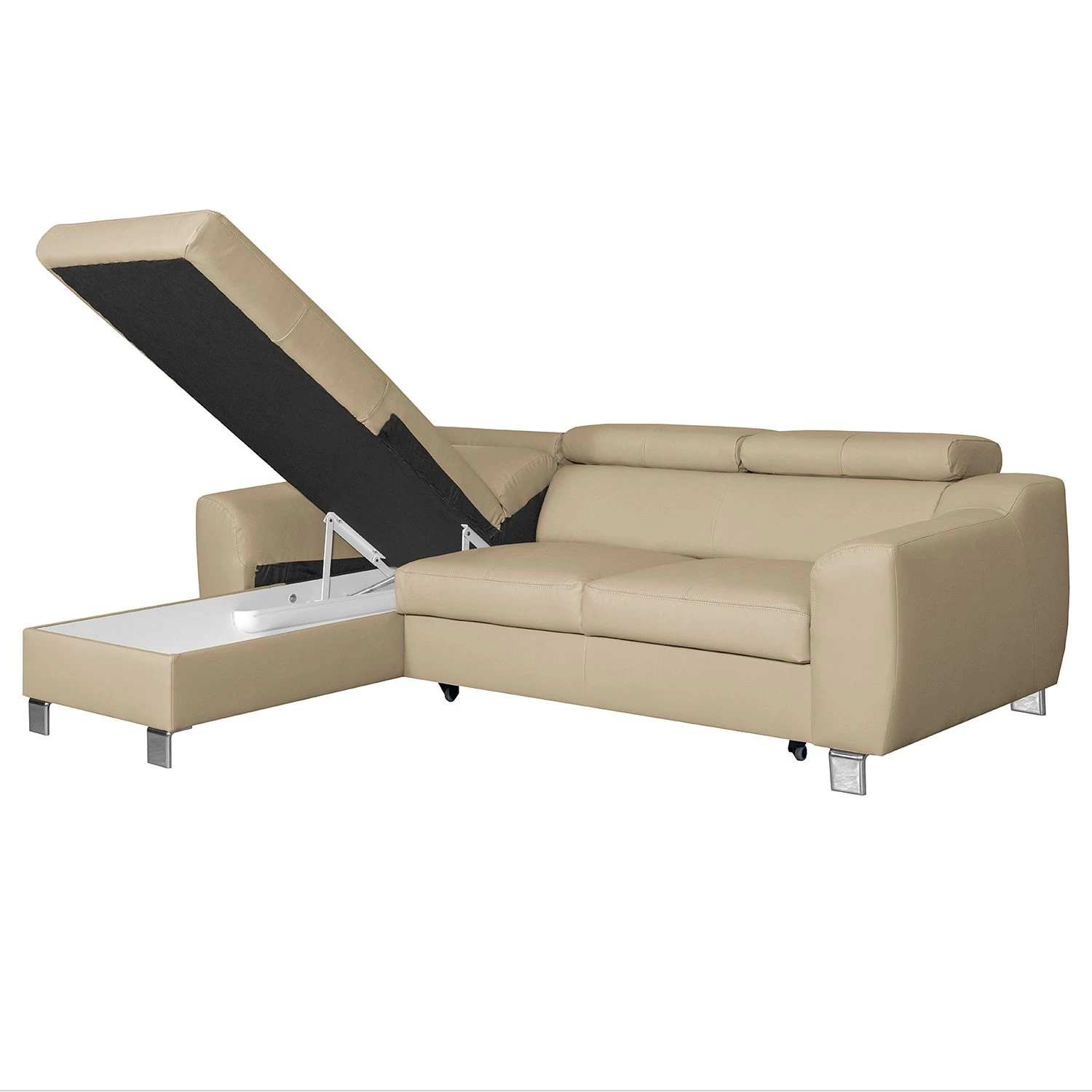 Loftscape Ecksofa Burnside I - Echtleder / Kunstleder - Warmes Beige - Longchair davorstehend links - Mit Schlaffunktion 9 Loftscape Ecksofa Burnside I - Echtleder / Kunstleder - Warmes Beige - Longchair davorstehend links - Mit Schlaffunktion – Bild 9