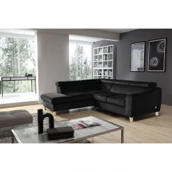 Loftscape Ecksofa Burnside III - Microfaser - Schwarz - Ottomane davorstehend links - Mit Schlaffunktion -Wohnzimmermöbel boutique en ligne 1000142165 181106 152933582 MOOD GALLERYIMAGES P000000001000142165 mood