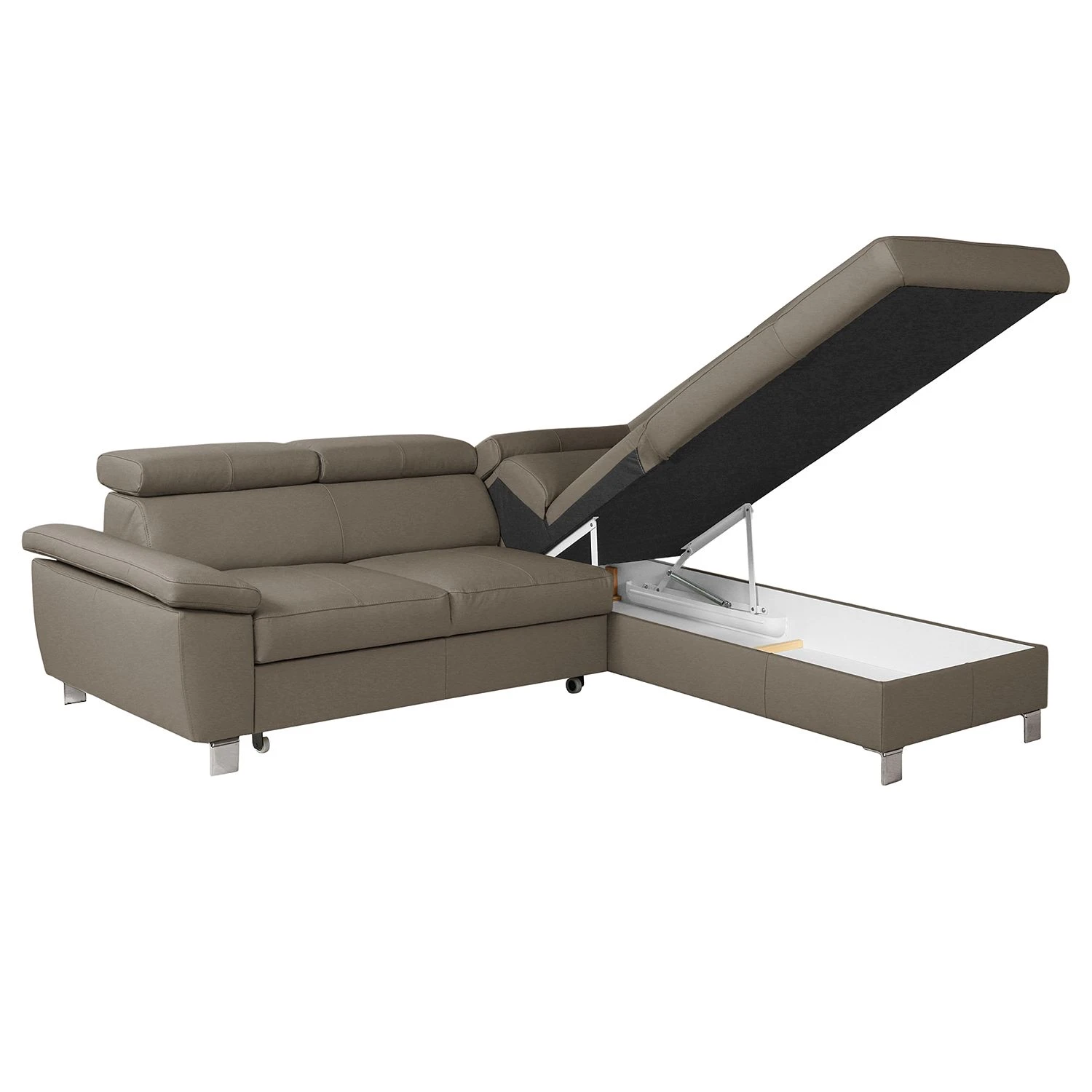 Loftscape Ecksofa Waal I - Echtleder / Kunstleder - Taupe - Ottomane davorstehend rechts - Mit Schlaffunktion 9 Loftscape Ecksofa Waal I - Echtleder / Kunstleder - Taupe - Ottomane davorstehend rechts - Mit Schlaffunktion – Bild 9