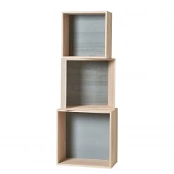 Zeller Wandregal Kafertal (3-teilig) - Paulownia massiv - Paulownia / Grau