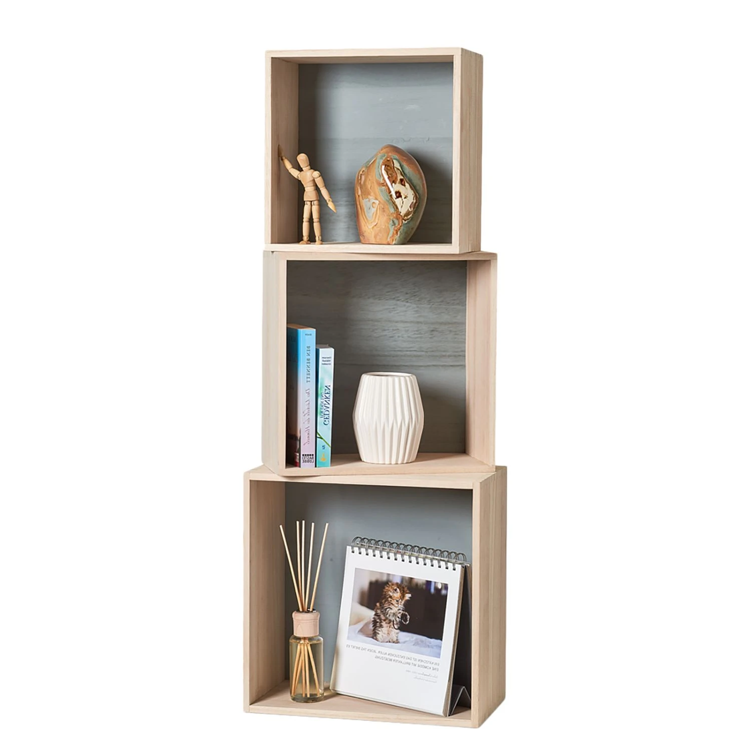 Zeller Wandregal Kafertal (3-teilig) - Paulownia massiv - Paulownia / Grau 2 Zeller Wandregal Kafertal (3-teilig) - Paulownia massiv - Paulownia / Grau – Bild 2