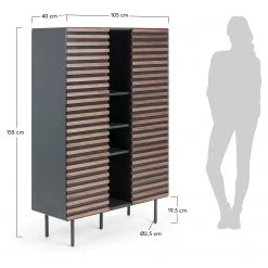 Norrwood Highboard Kipra - Echtholzfurnier - Walnuss / Graphit -Wohnzimmermöbel boutique en ligne 1000150233 181214 16440300089 GALLERYIMAGES P000000001000150233