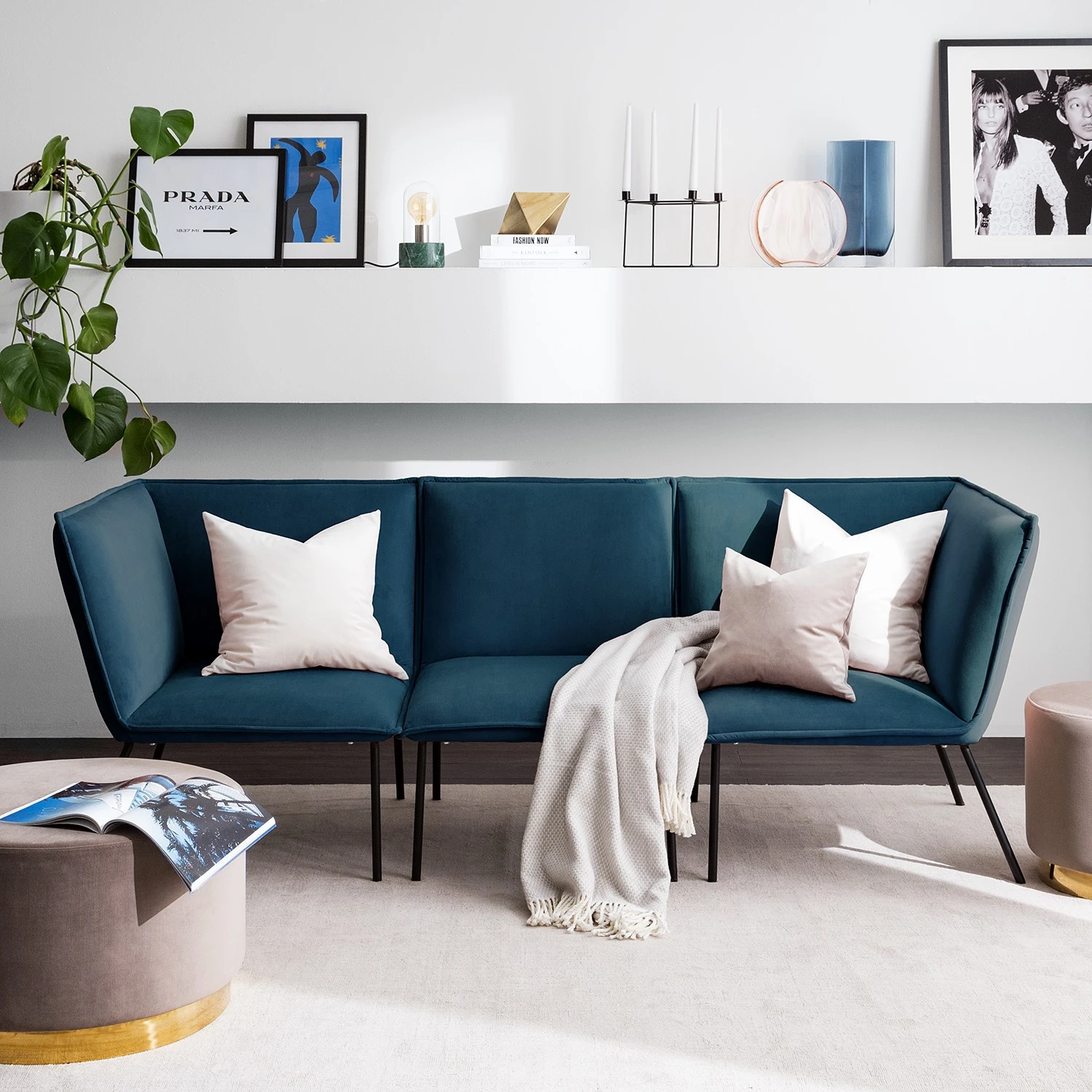 Jack & Alice Sofa Dorado (3-Sitzer) - Samt - Marineblau 2 Jack & Alice Sofa Dorado (3-Sitzer) - Samt - Marineblau – Bild 2