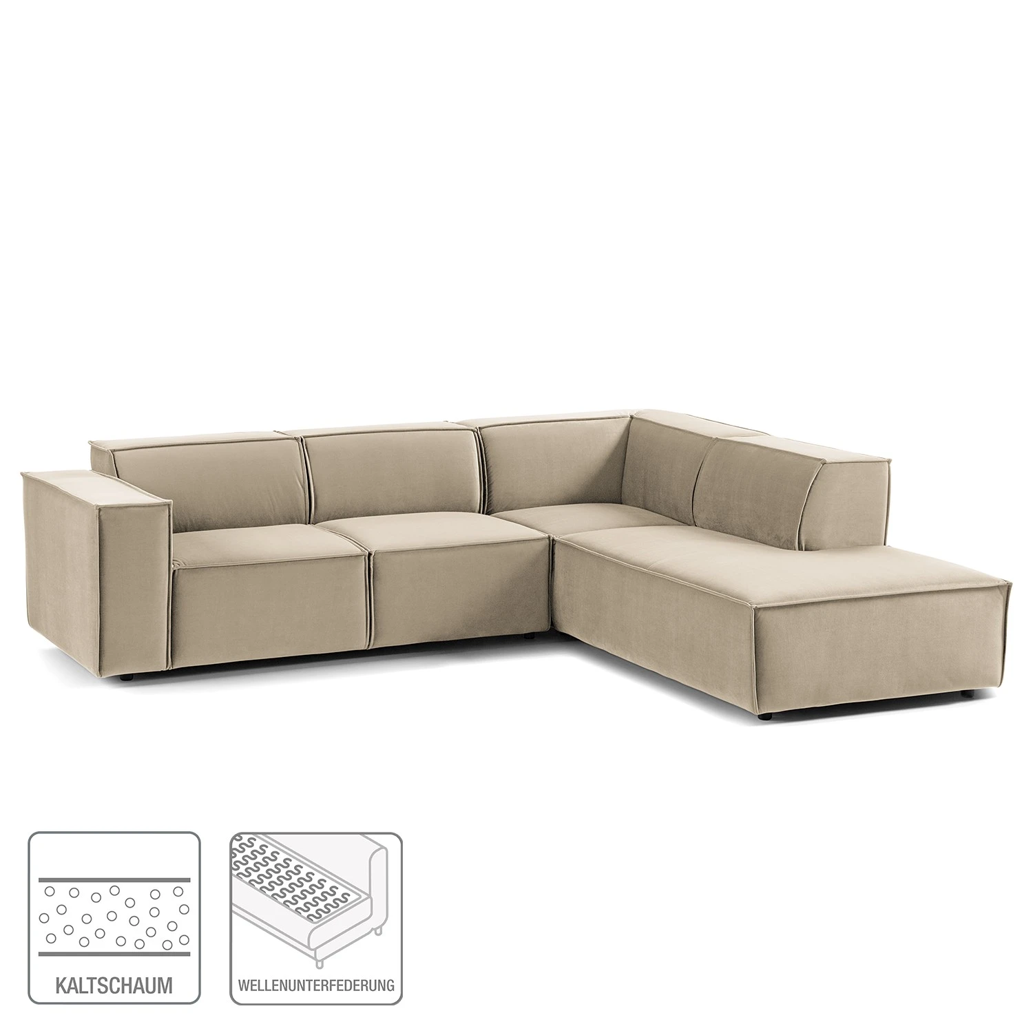 Ecksofa Kinx IV - Samt - Samt Shyla: Beige - Ottomane davorstehend rechts 3 Ecksofa Kinx IV - Samt - Samt Shyla: Beige - Ottomane davorstehend rechts – Bild 3