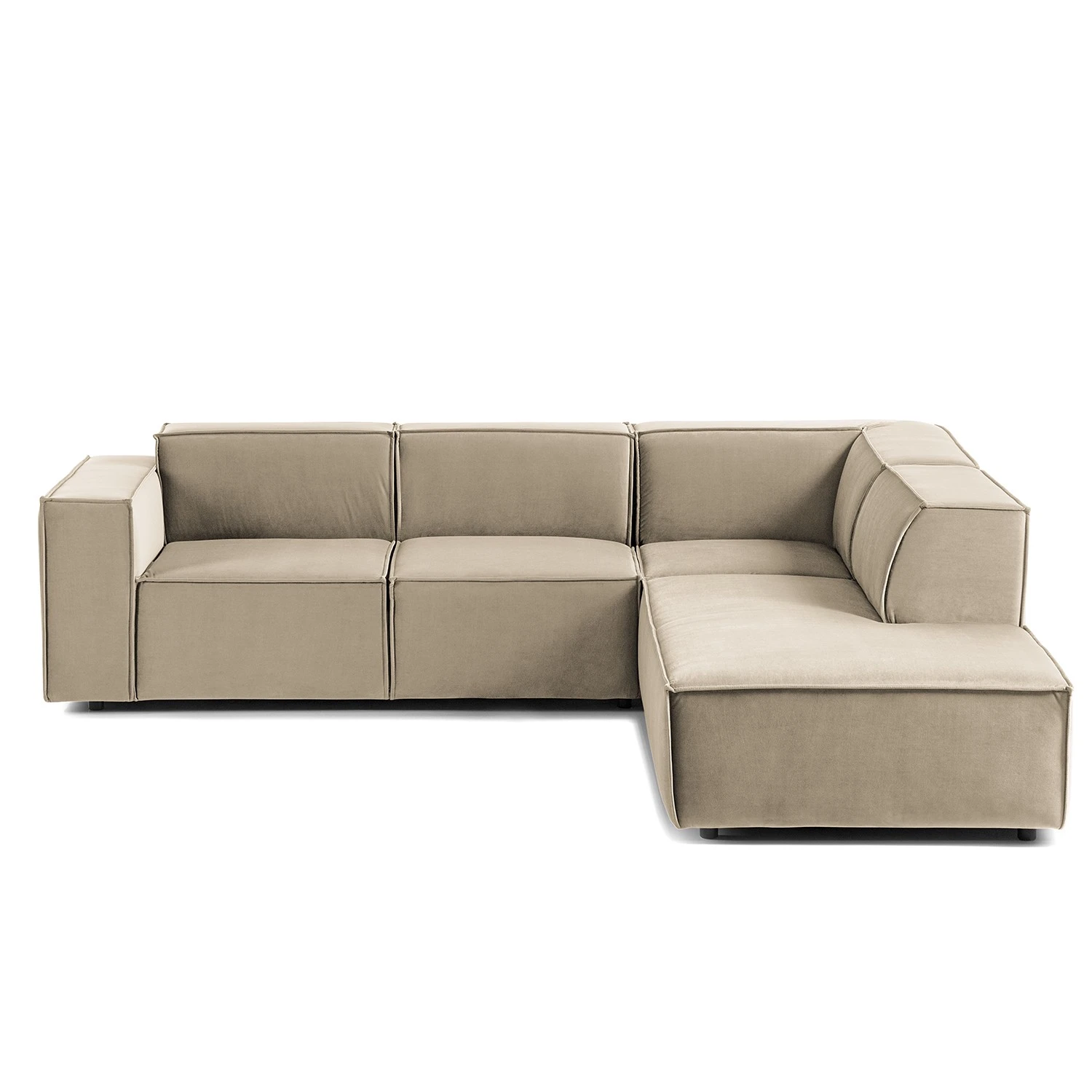 Ecksofa Kinx IV - Samt - Samt Shyla: Beige - Ottomane davorstehend rechts 4 Ecksofa Kinx IV - Samt - Samt Shyla: Beige - Ottomane davorstehend rechts – Bild 4