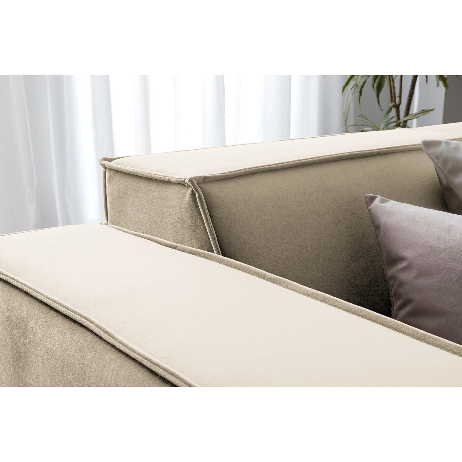 Ecksofa Kinx IV - Samt - Samt Shyla: Beige - Ottomane davorstehend rechts 7 Ecksofa Kinx IV - Samt - Samt Shyla: Beige - Ottomane davorstehend rechts – Bild 7