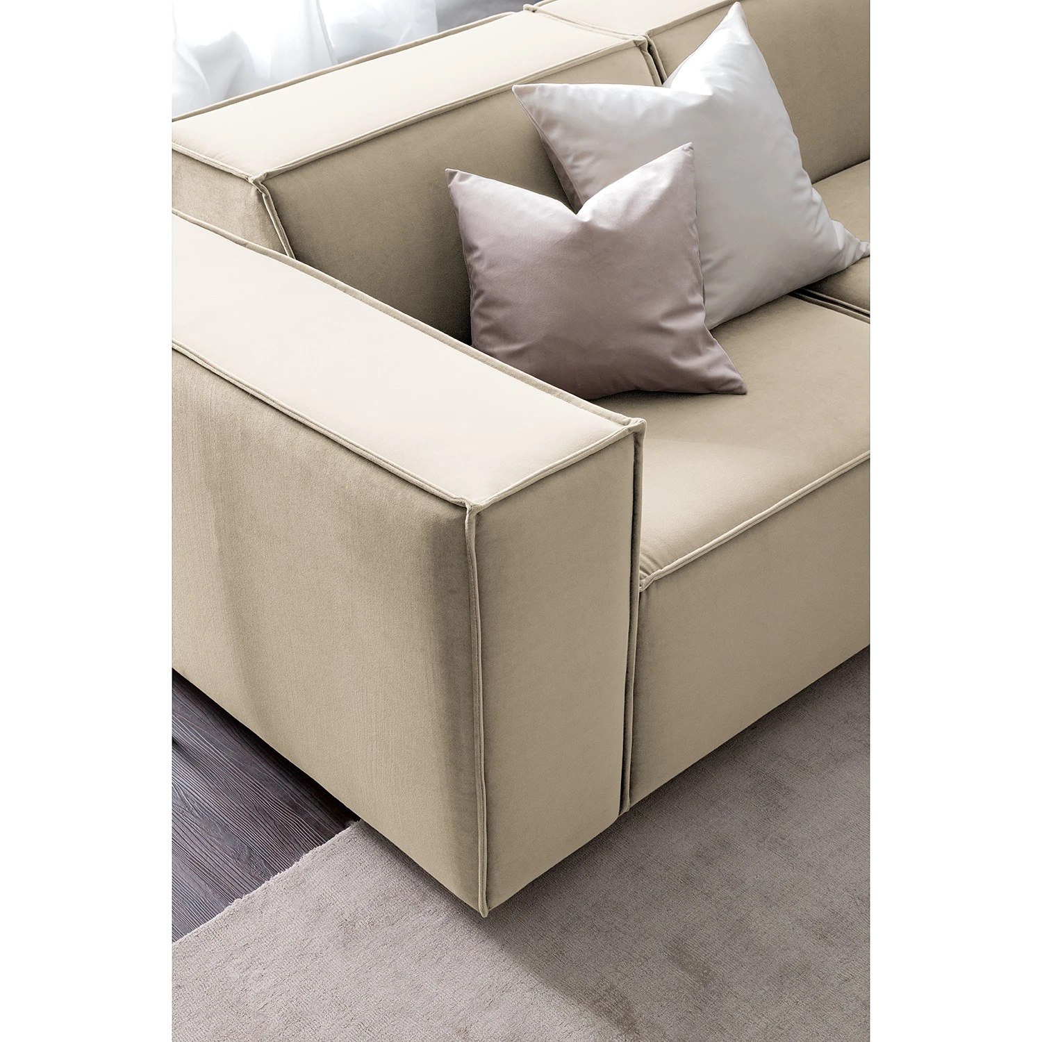 Ecksofa Kinx IV - Samt - Samt Shyla: Beige - Ottomane davorstehend rechts 8 Ecksofa Kinx IV - Samt - Samt Shyla: Beige - Ottomane davorstehend rechts – Bild 8