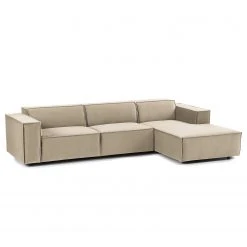 Ecksofa Kinx V - Samt - Samt Shyla: Beige - Longchair davorstehend rechts
