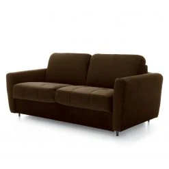 Loftscape Schlafsofa Leopoldina - Samt - Dunkelbraun - Breite: 169 cm