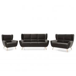 Loftscape Polstergarnitur Glenhaven (3-2-1) - Samt - Dunkelgrau