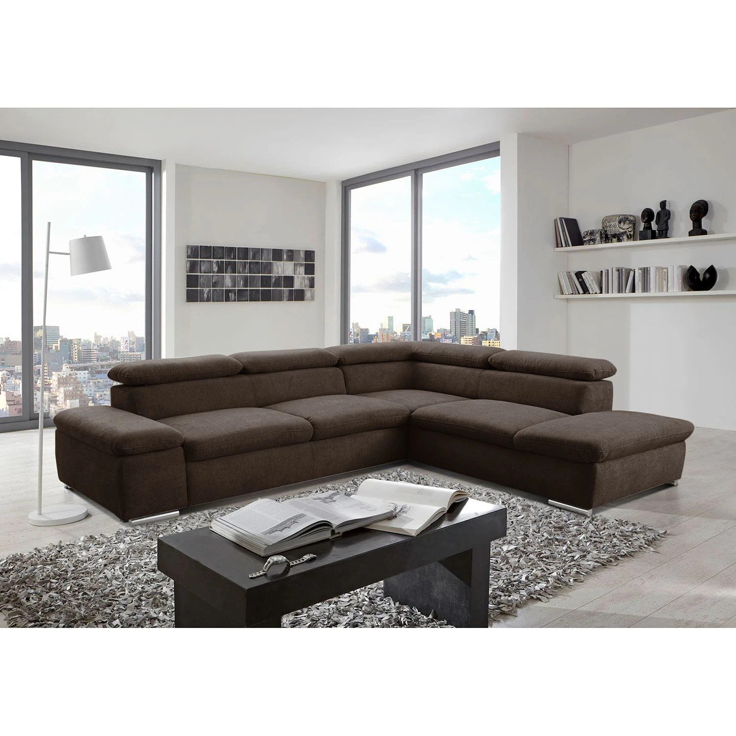 Loftscape Ecksofa Glenaire I - Strukturstoff - Dunkelbraun - Ottomane davorstehend rechts - Keine Funktion 3 Loftscape Ecksofa Glenaire I - Strukturstoff - Dunkelbraun - Ottomane davorstehend rechts - Keine Funktion – Bild 3