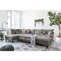 Norrwood Wohnlandschaft Mia Mia I - Webstoff - Grau - Longchair davorstehend rechts / Ottomane links -Wohnzimmermöbel boutique en ligne 1000160499 200619 16205200024 MOOD DETAILS P000000001000160499 mood