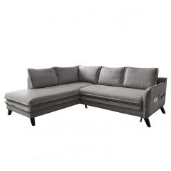 Norrwood Ecksofa Mia Mia I - Webstoff - Grau - Ottomane davorstehend links